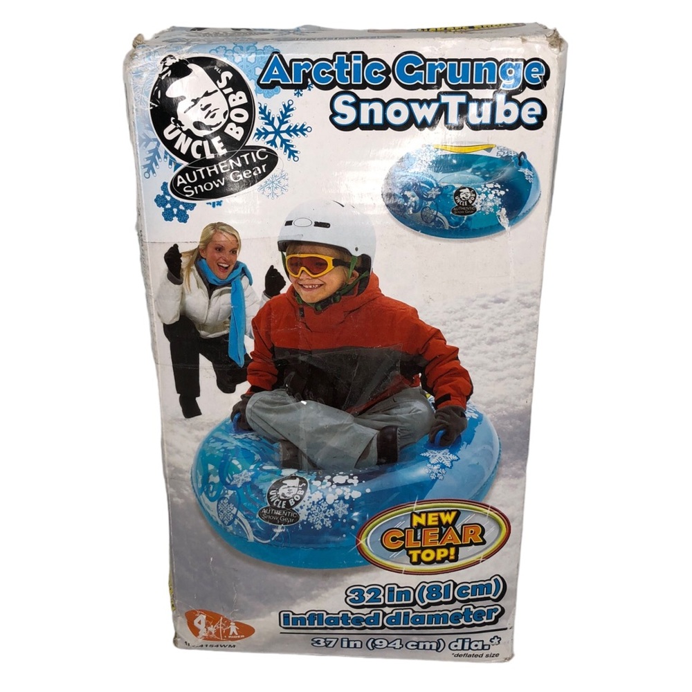 🆕 Uncle Bob’s Arctic Grunge Inflatable Snow Tube w/ Handles 32” Diameter